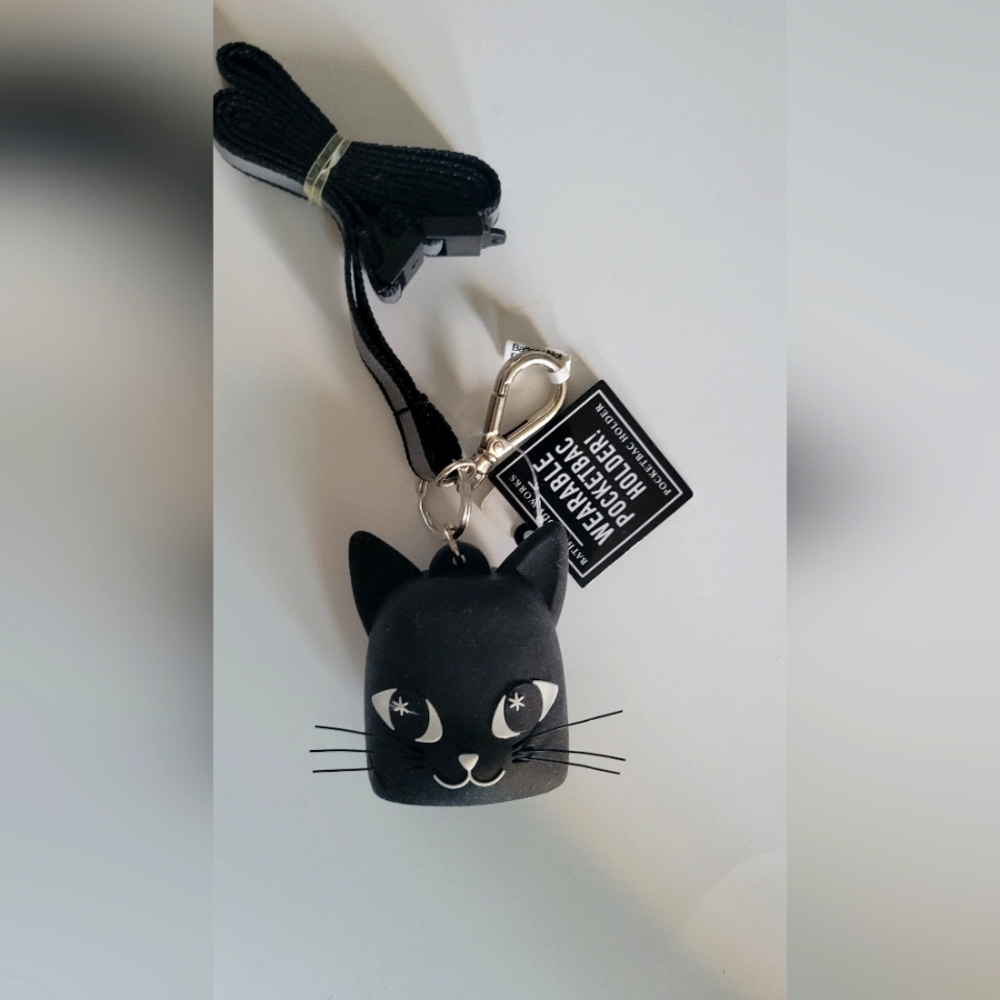 Black Cat Keychain Pocketbac Holder with Lanyard,